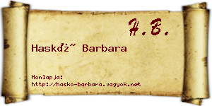 Haskó Barbara névjegykártya