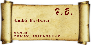 Haskó Barbara névjegykártya